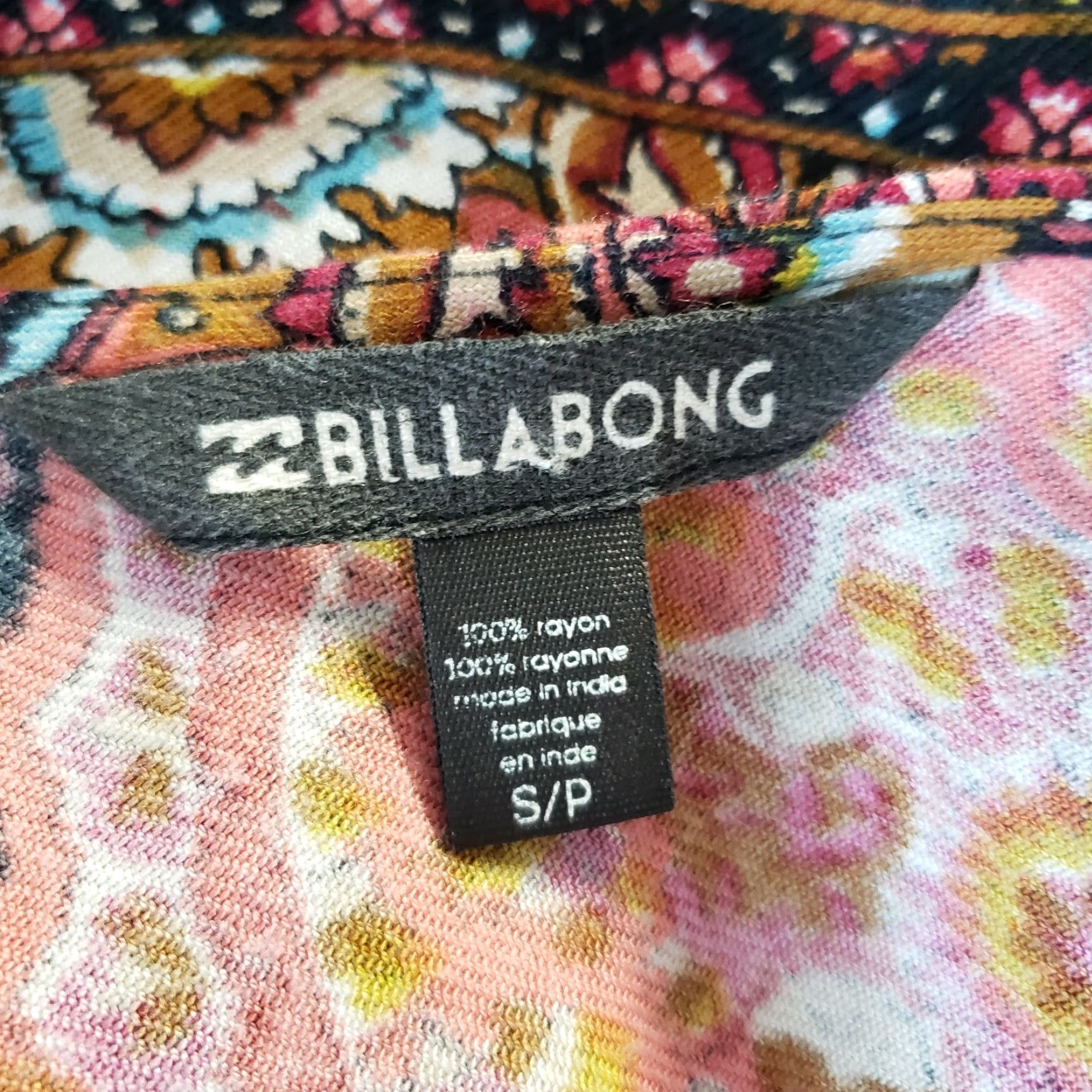 Billabong Billabong Womens Dress Sz Small Pink Brown Boho Long Sleeve Scoop Back Size S / US 4 / IT 40 - 5 Thumbnail