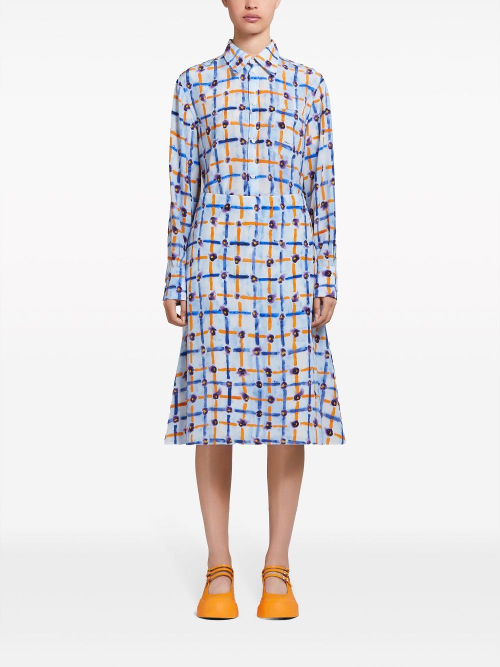 Marni o1w1db10125 Graphic Print Midi Skirt in Multicolor Size 26" / US 2 / IT 38 - 2 Thumbnail