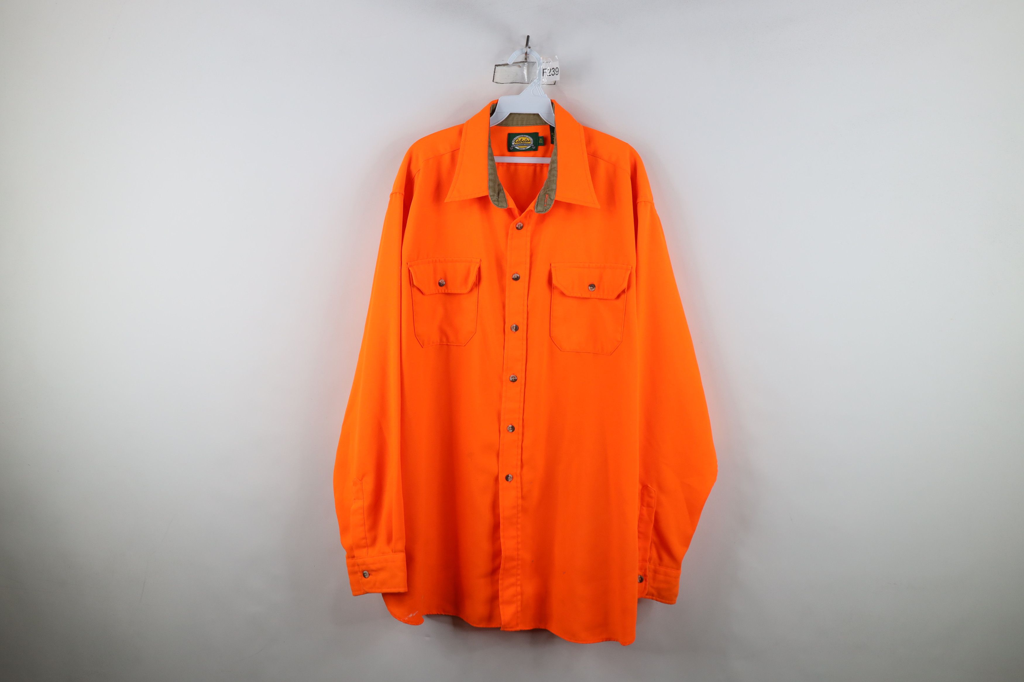 Cabelas Vintage 90s Cabelas Collared Button Shirt Blaze Orange USA Size US XXL / EU 58 / 5 - 1 Thumbnail