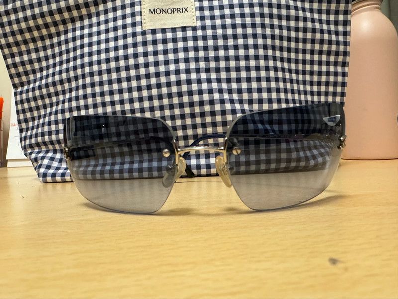 image of Chanel Sunglasses 4017 Rhinestone Logo Rimless Vintage Ma034 in Black, Men's