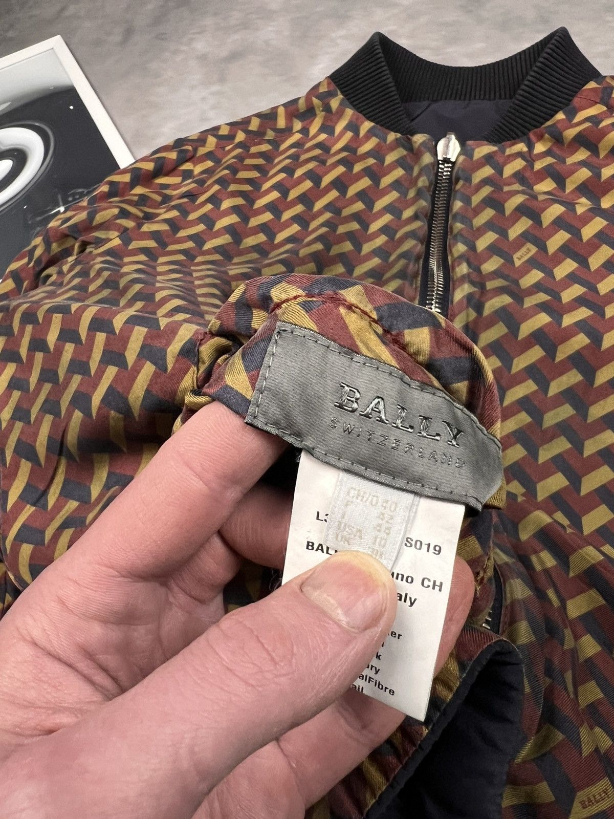 Bally BALLY Reversible Silk Bomber Jacket Navy/Print Wmn IT 44 (L) Size L / US 10 / IT 46 - 12 Thumbnail