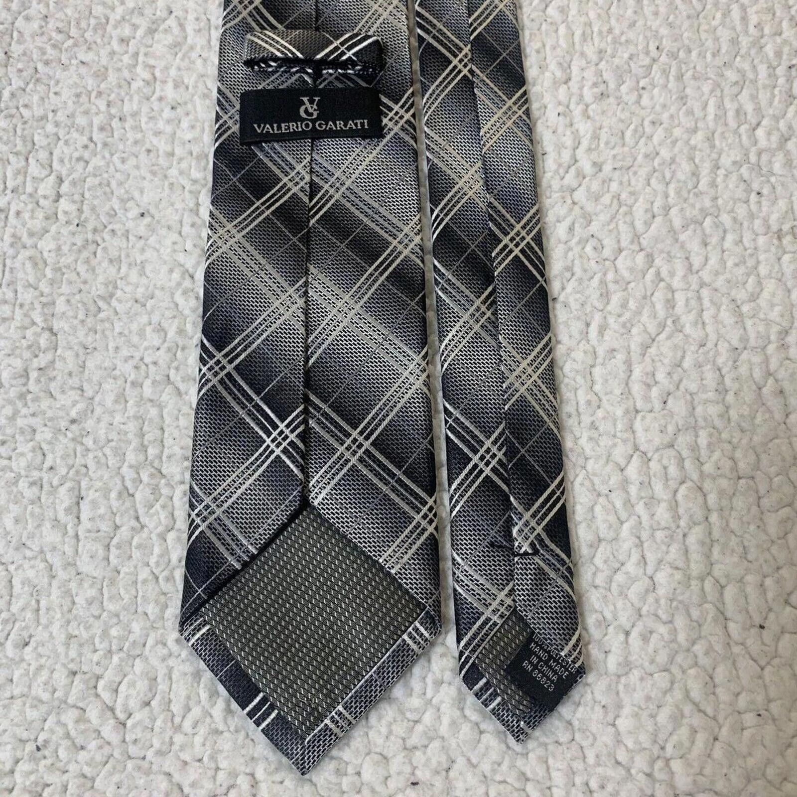 Other Valerio Garati Men's Plaid Tie Grey Black White Size ONE SIZE - 3 Thumbnail