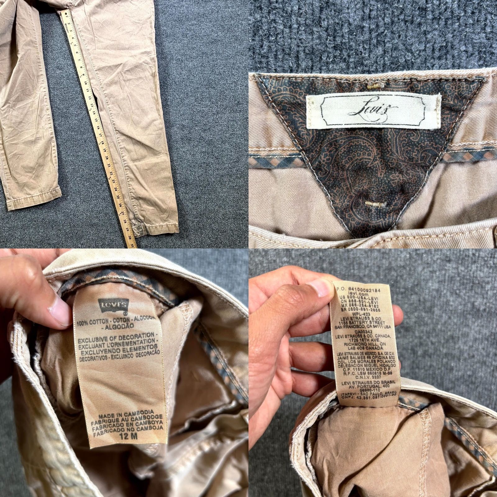 Levi's VINTAGE Levi's Chino Pant Women's 12 Beige Cotton Casual Office Preppy 90s Retro Womens Size 34" / US 12 / IT 48 - 8 Thumbnail