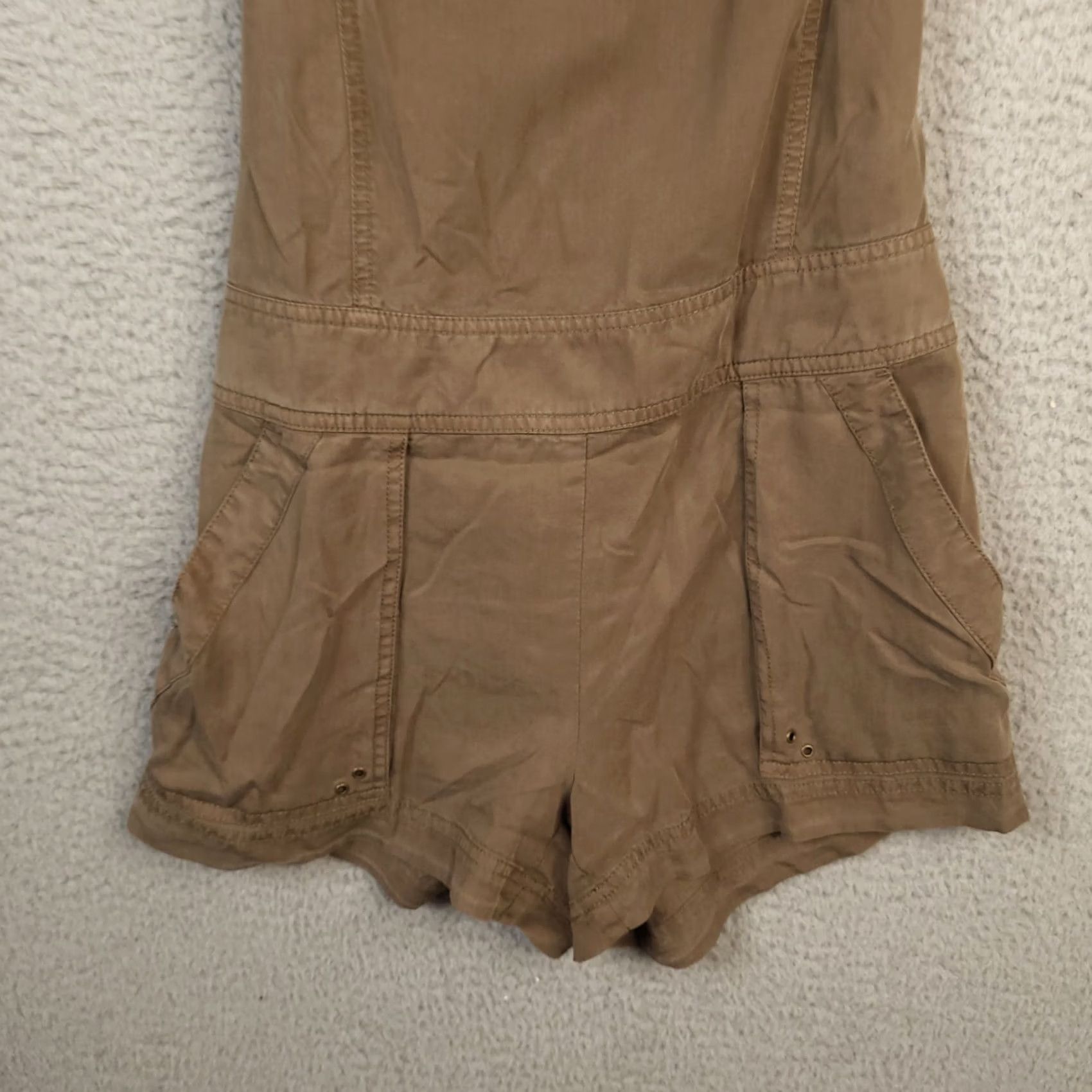 Vintage PAM & GELA Brown Women's Sleeveless Lace Up Romper Size P Size 28" / US 6 / IT 42 - 5 Thumbnail