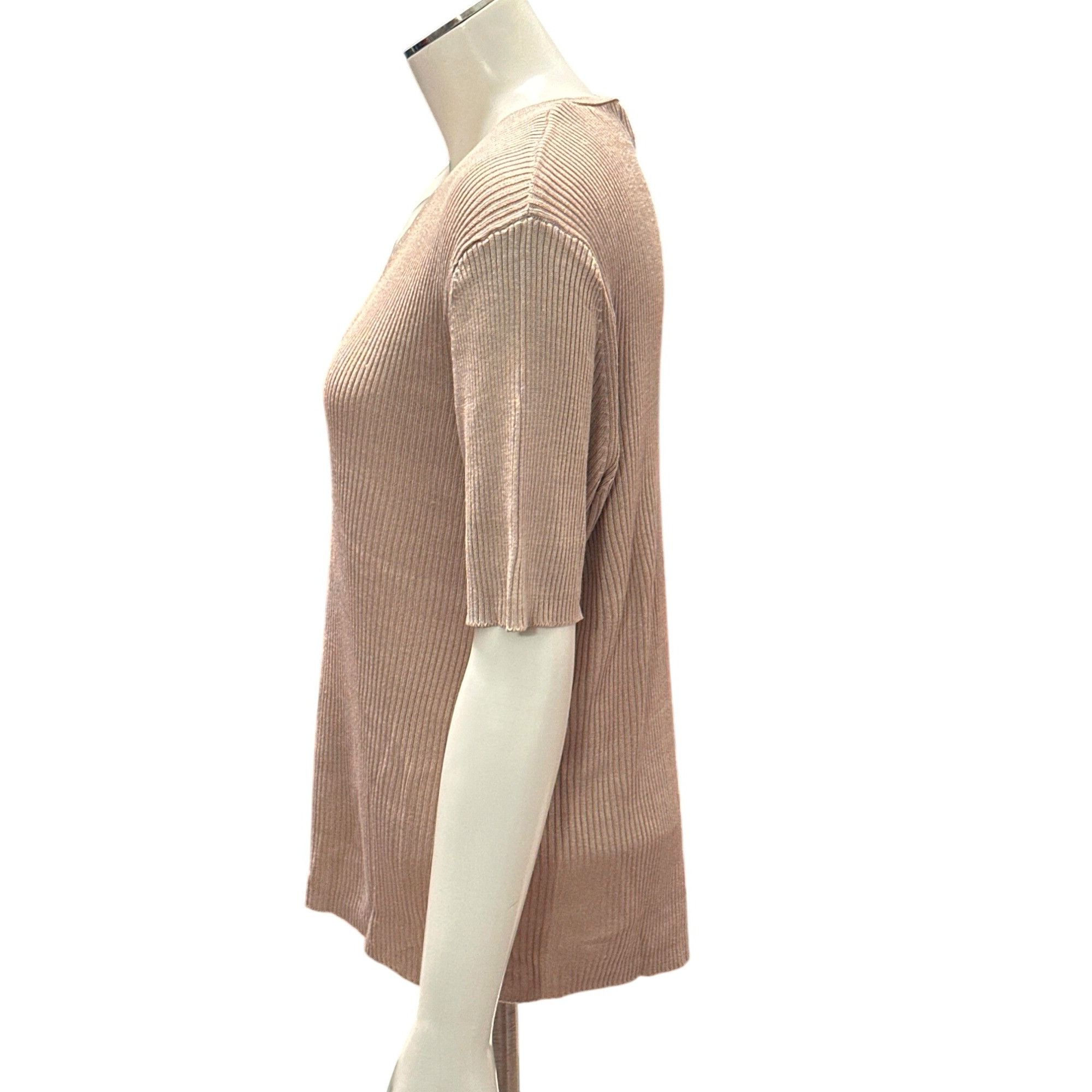 Other August Silk Knits XL Taupe Vintage Ribbed V Neck Silk Sweate Size XL / US 12-14 / IT 48-50 - 3 Thumbnail