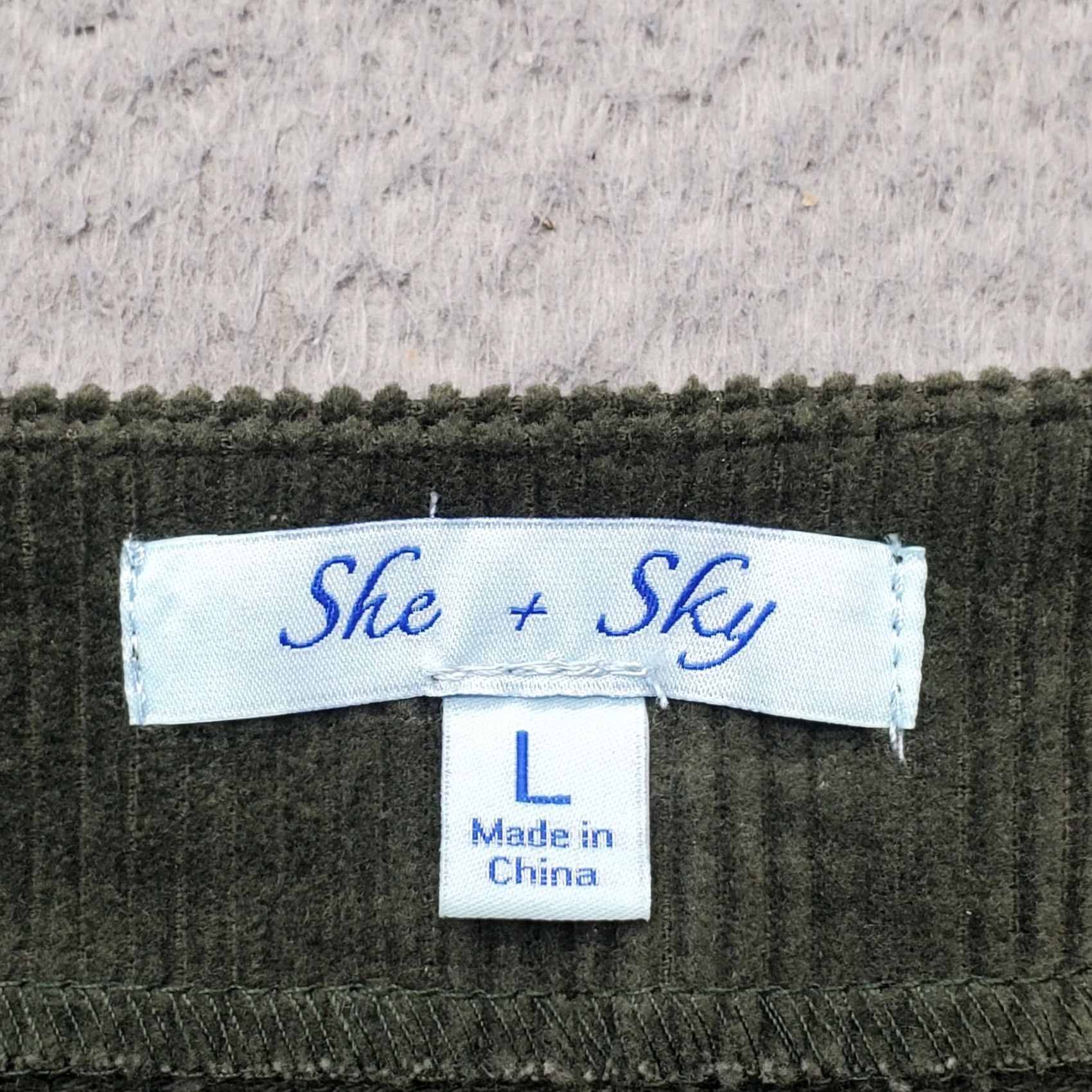 Vintage She + Sky Corduroy Mini Skirt Womens L Green Stretch Snap Front SL2388R2 Size 36" / US 14 / IT 50 - 5 Thumbnail