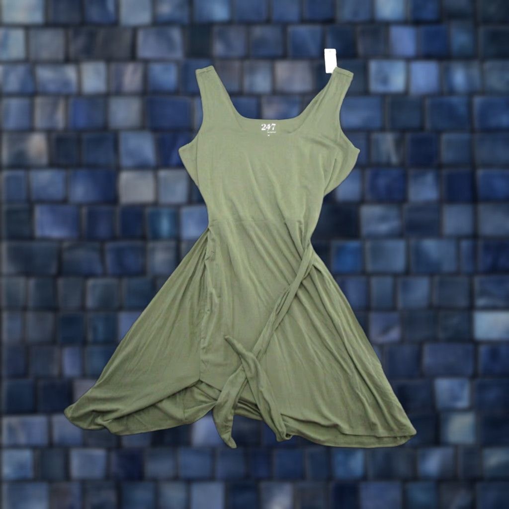 Vintage Maurices Dress Sleeveless Olive Green Stretch Midi Size Medium NEW Size M / US 6-8 / IT 42-44 - 1 Thumbnail