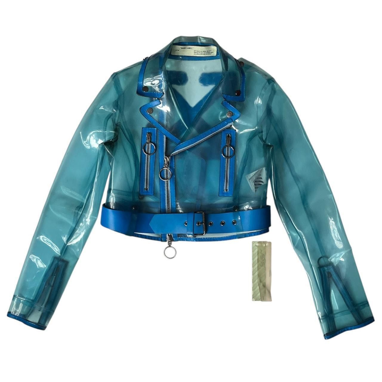 Off-White RARE 2019 off-white blue transparent cropped moto jacket Size M / US 6-8 / IT 42-44 - 1 Thumbnail