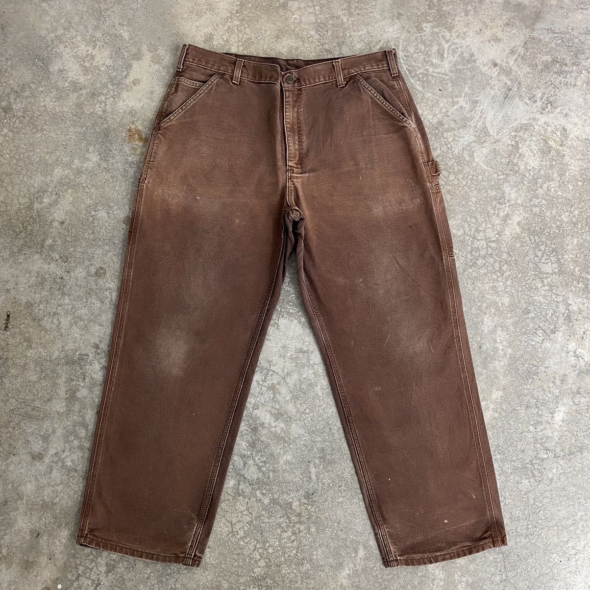 Carhartt Vintage Carhartt Faded Brown Carpenter Workwear Pants Size US 38 / EU 54 - 3 Thumbnail