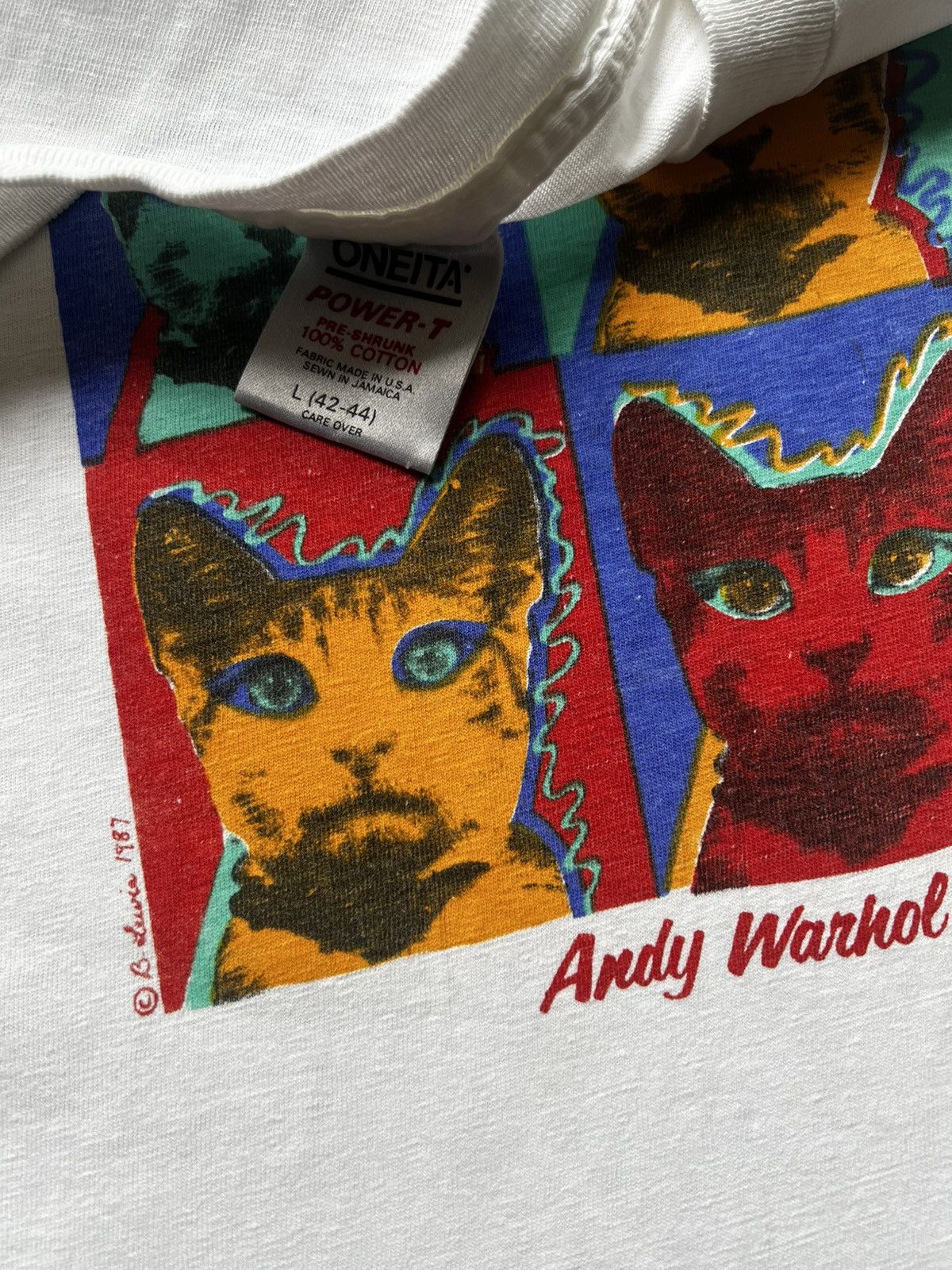 Vintage 1987 Andy Warhol’s Cats Pop Art Tee Shirt Haring Dali Kahlo Size US M / EU 48-50 / 2 - 5 Thumbnail