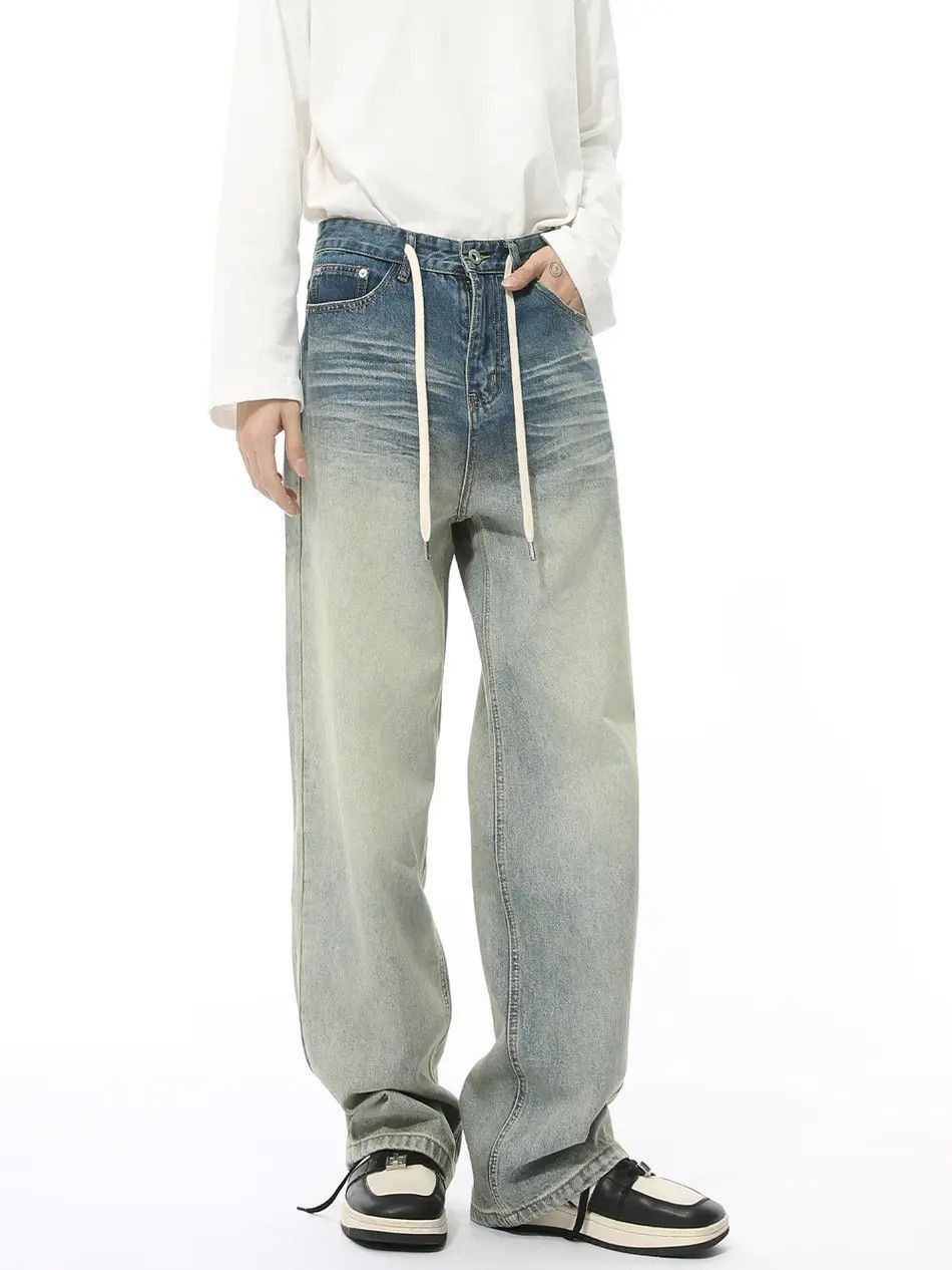 Japanese Brand Retro loose straight leg gradient jeans Size US 32 / EU 48 - 5 Thumbnail