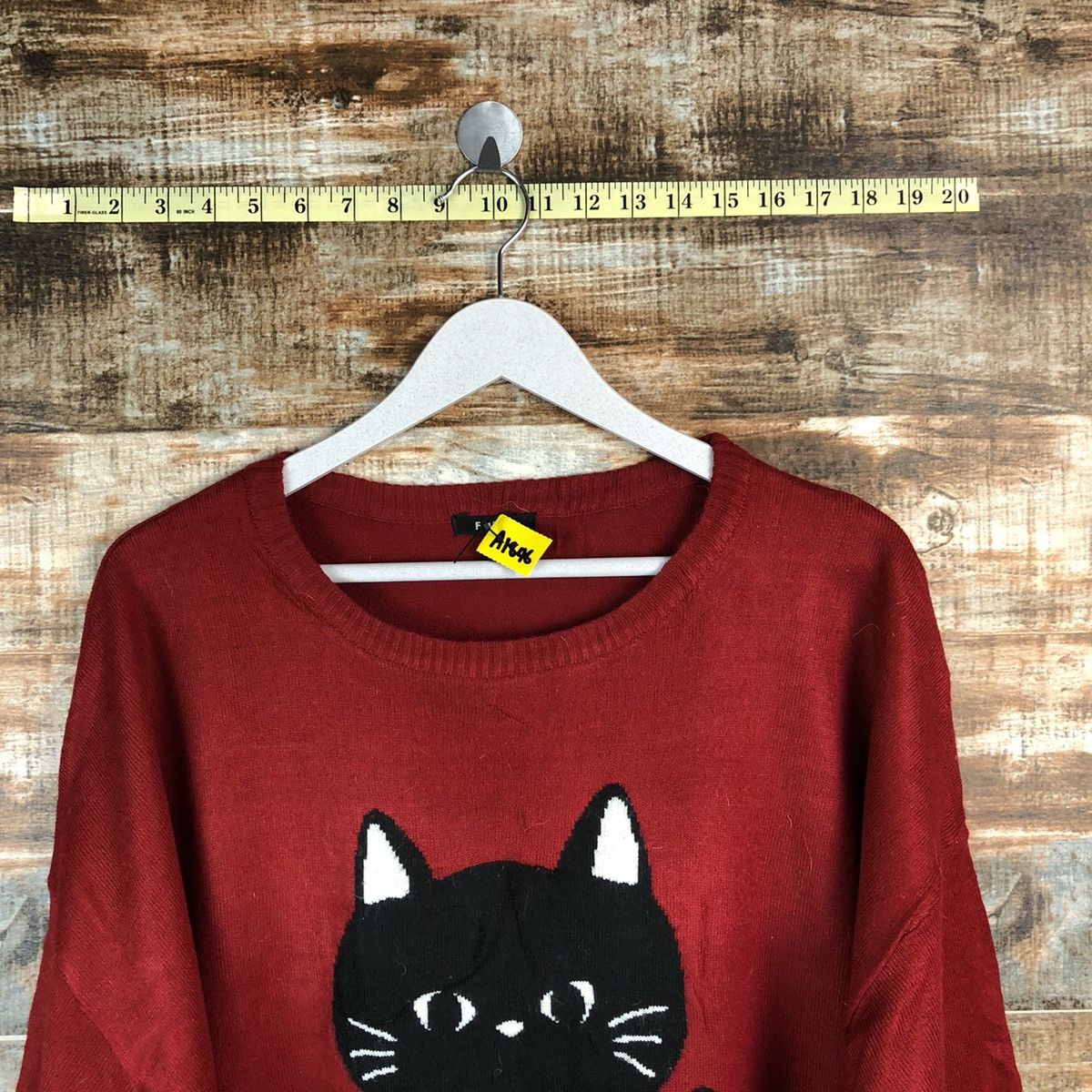 Homespun Knitwear × Japanese Brand Favori cat Red Knitwear #A1846 Size XL / US 12-14 / IT 48-50 - 4 Thumbnail