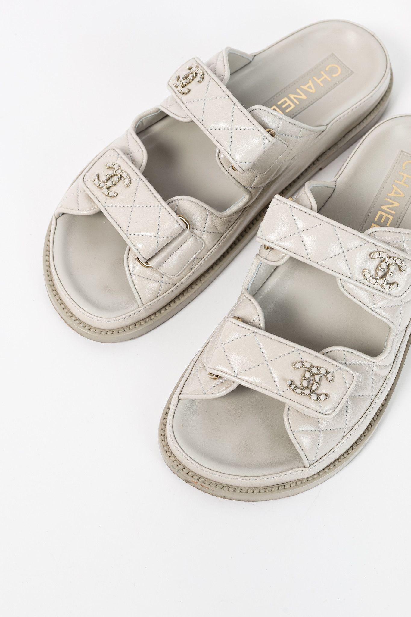 Chanel Chanel Lambskin Quilted CC Chain Velcro Dad Sandals Size US 7 / IT 37 - 7 Thumbnail