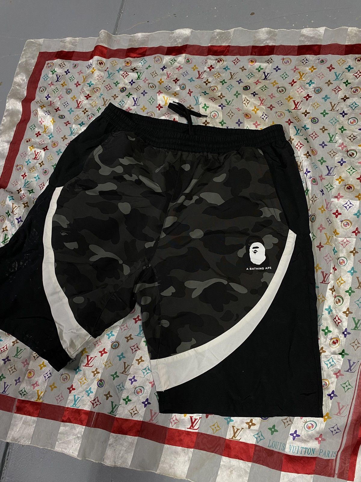 A Bathing Ape Black Camo Bape Shorts Men’s Large