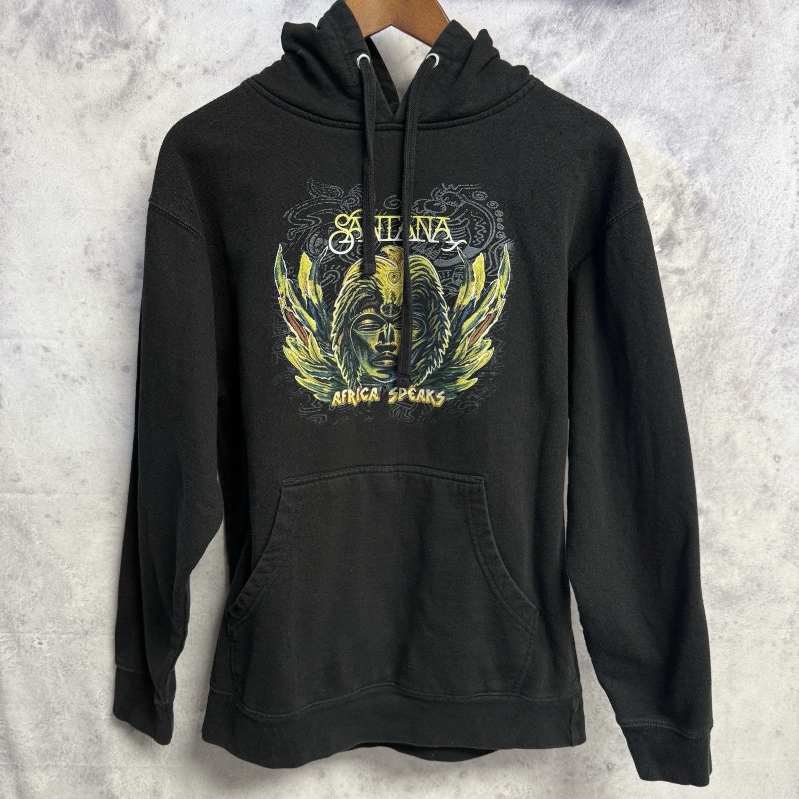 Band Tees Santana Africa Speaks Hoodie Sweatshirt Mens Medium Black Size US M / EU 48-50 / 2 - 1 Thumbnail