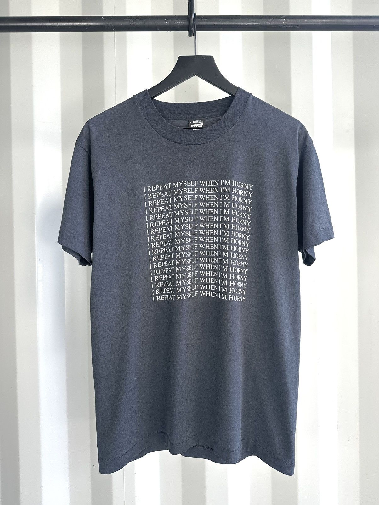 image of Vintage Repeat Myself When I’M Horny Shirt in Black, Men's (Size Large)