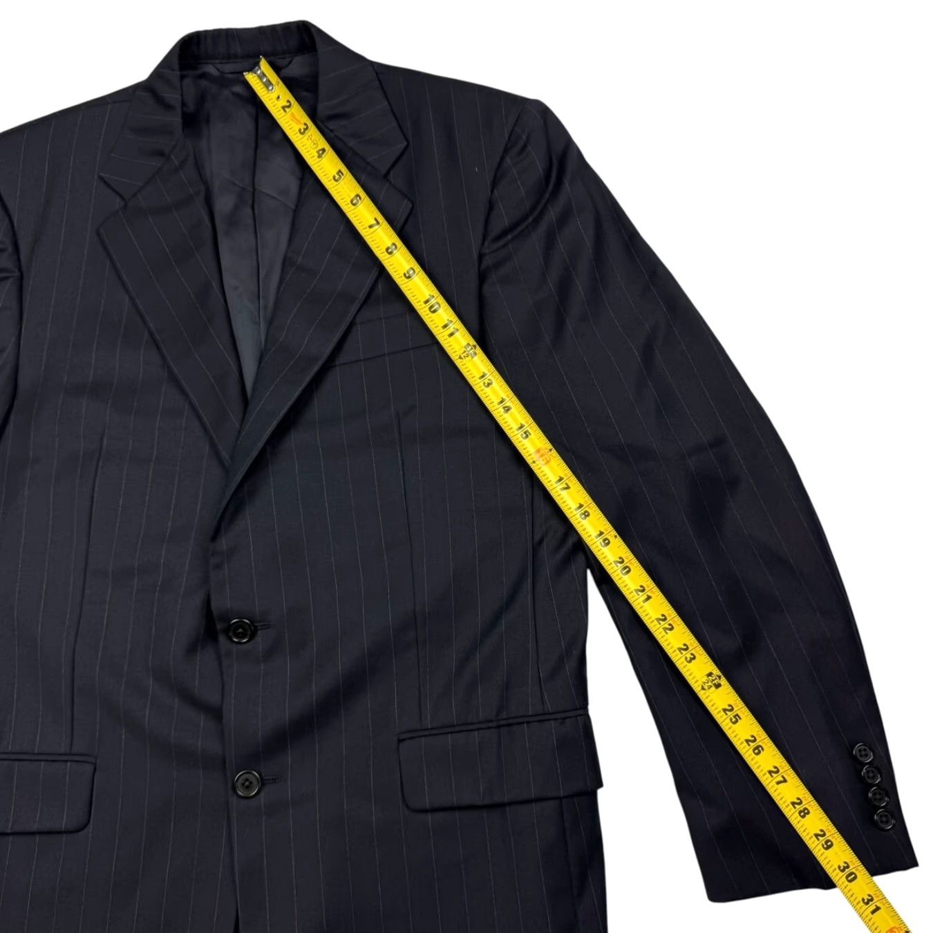 Vintage Hickey Freeman x Loro Piana Blazer 2-Button Tasmanian Wool Black Striped 39R Mens Jacket Coat Size 40R - 7 Thumbnail