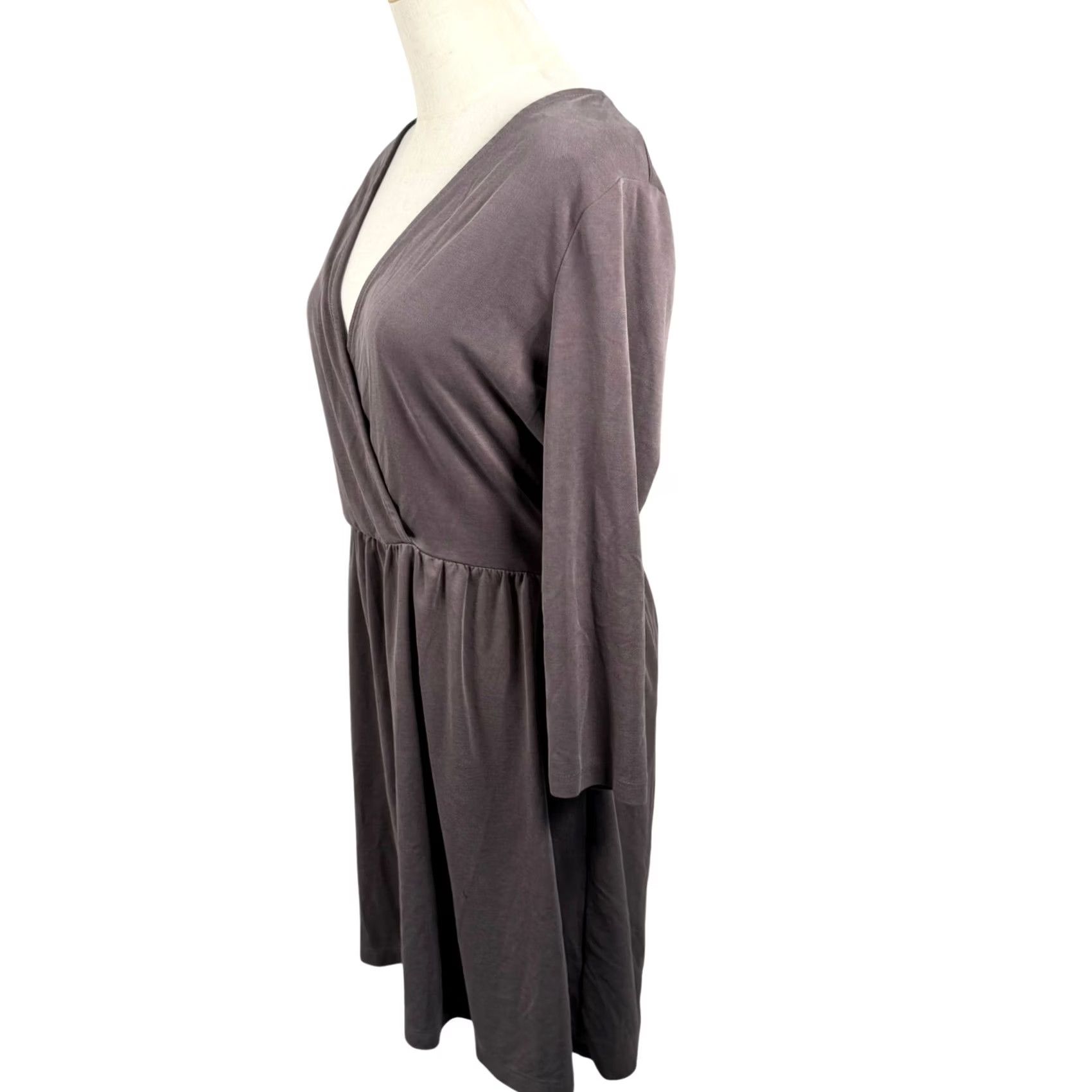Vintage Kimchi Blue Dress Women L V-Neck Surplice Wrap Long Sleeve Mauve Purple Boho Indie Knit Jersey Basic Casual Size L / US 10 / IT 46 - 2 Thumbnail