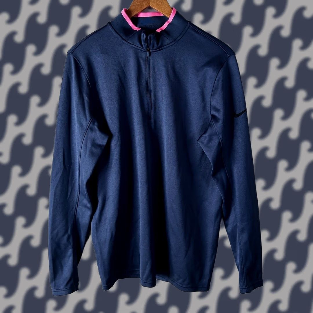 Nike Nike Dri-FIT Soccer Mens Medium MT Navy Blue Pink Quarter Zip Pullover Sweater Size US M / EU 48-50 / 2 - 1 Thumbnail