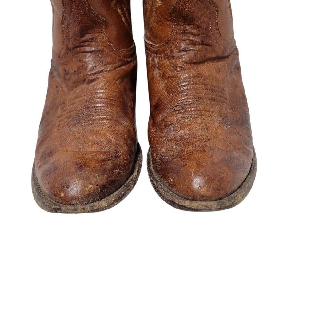 Ariat Ariat Brown Ostrich Leather Pointed Toe Boots 9D Men's Size US 9 / EU 42 - 4 Thumbnail