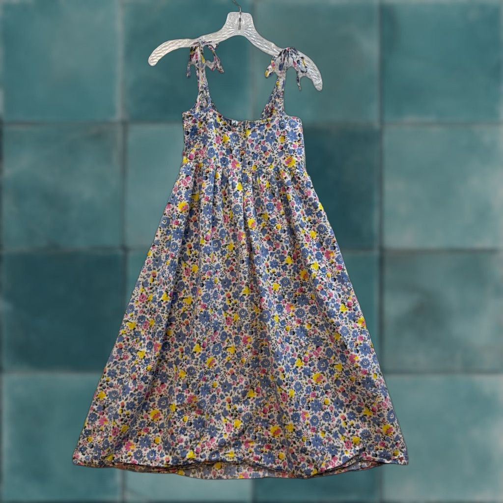 Vintage Influence Maxi Dress Women's Sleeveless V-Neck 10 Blue Floral Ditsy Cottagecore Garden Party Midi Long Size L / US 10 / IT 46 - 1 Thumbnail