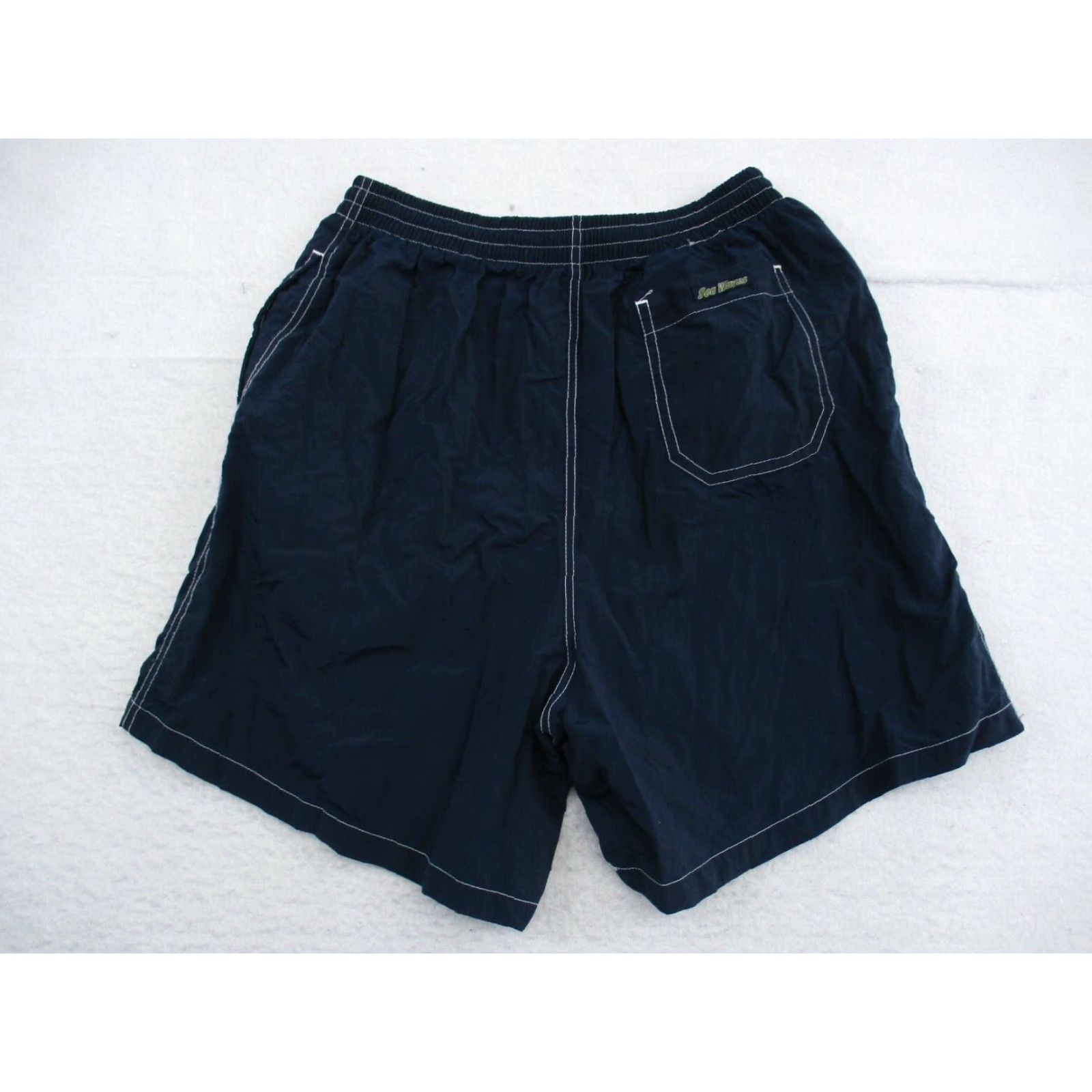 SeaVees Sea Waves Shorts Mens XL Nylon Blue Elastic Waist Pocketed Drawstring Sports Fishing Activewear Size US 28 / EU 44 - 4 Thumbnail