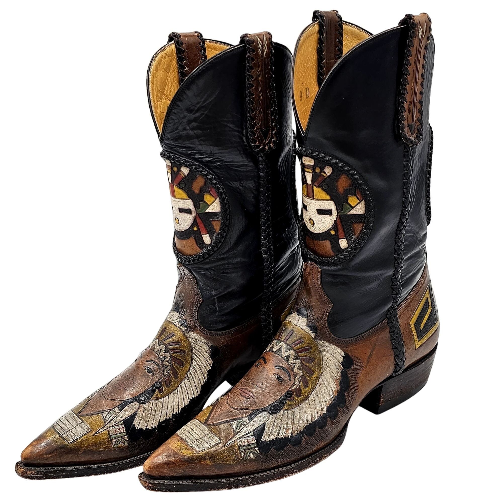 Other Custom 9D Hand Tooled/ Painted Native American Chief boots Size US 9 / EU 42 - 13 Thumbnail