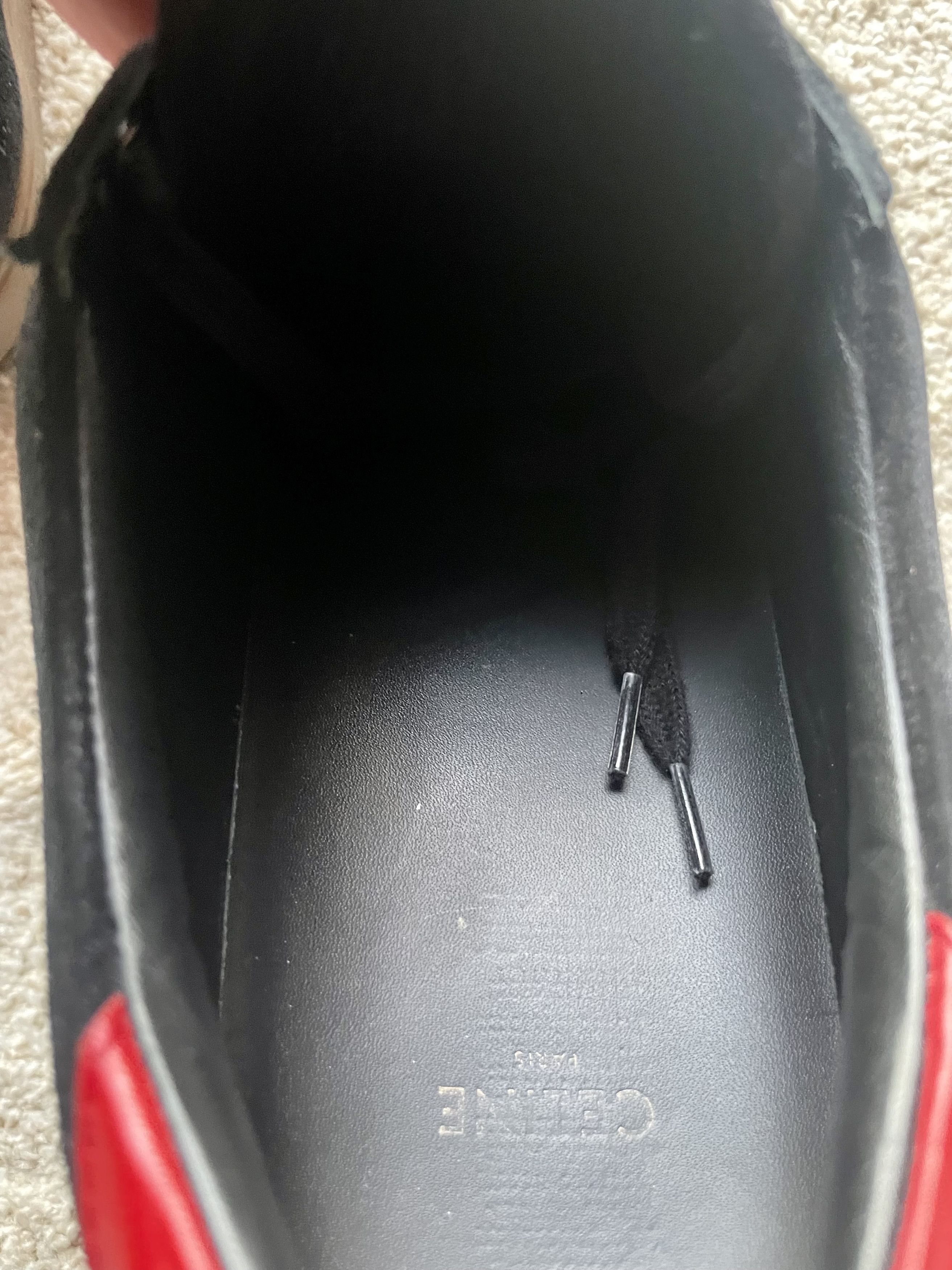 Celine CELINE Triomphe Low Lace Up Sneaker - Black / Red Size US 9 / EU 42 - 2 Thumbnail