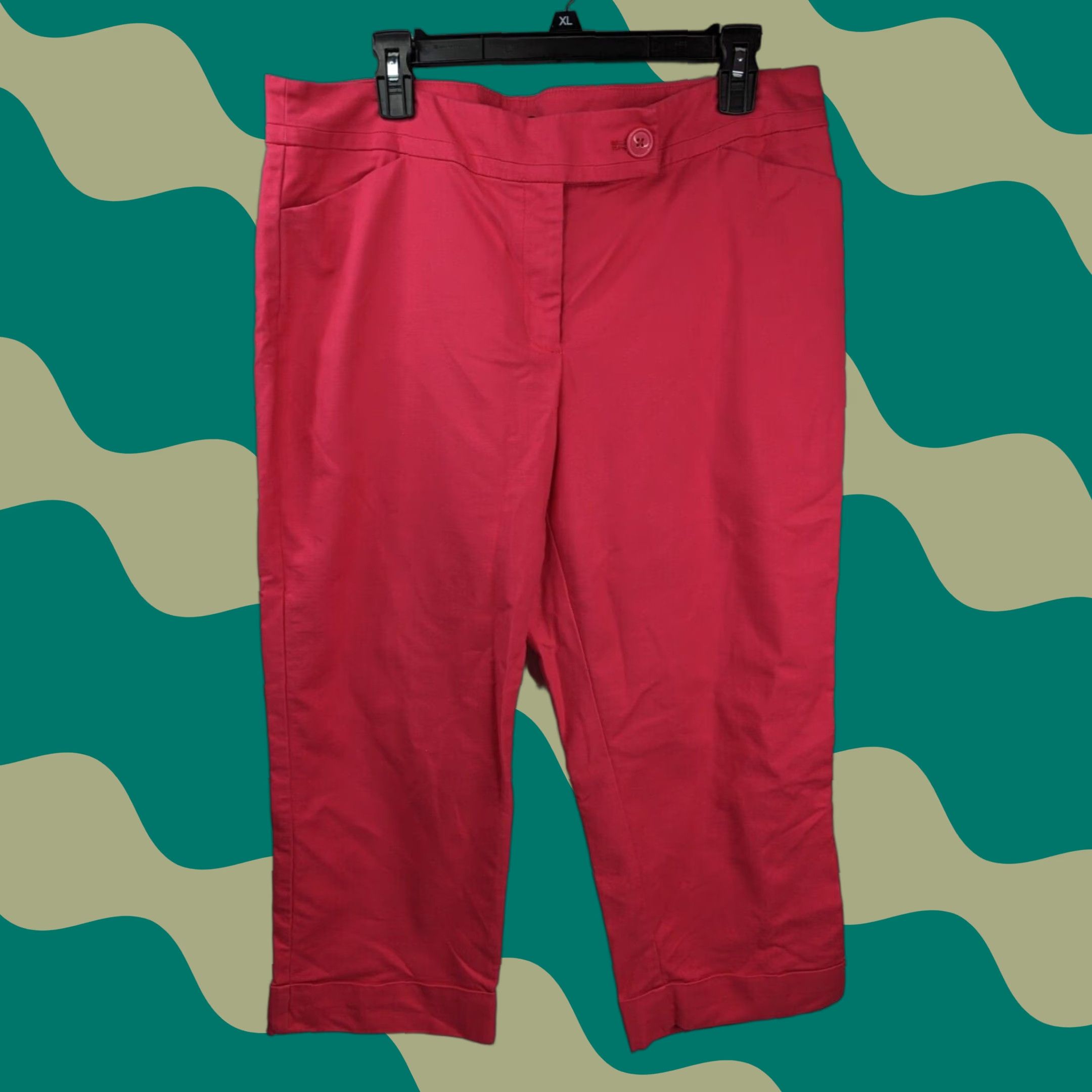 Ann Taylor Ann Taylor Women Cropped Leg Pants Coral Pink Size 14 Trousers Casual Stretch Size 36" / US 14 / IT 50 - 1 Thumbnail