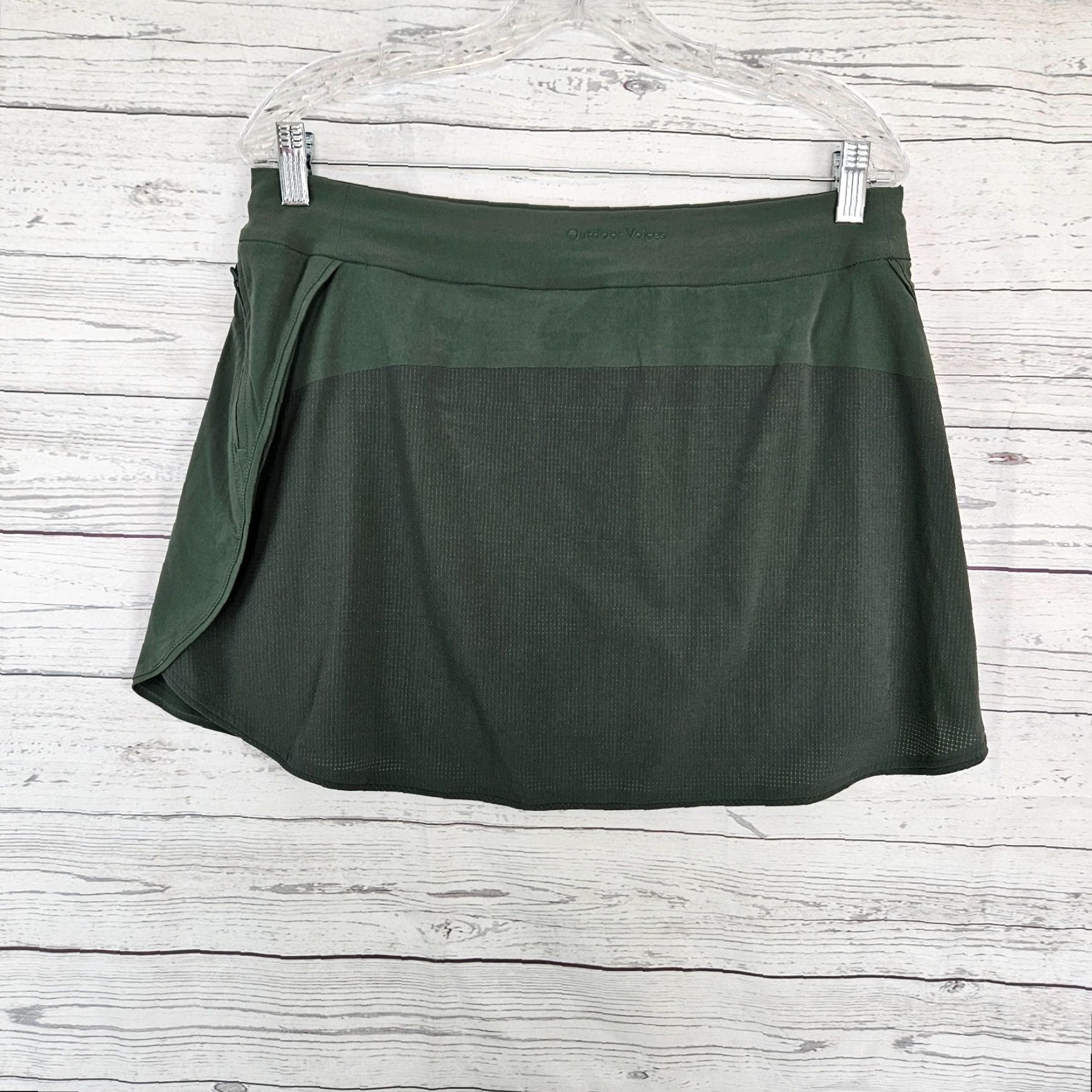 Outdoor Voices VINTAGE Outdoor Voices Womens The Exercise Skort Sz Large Green Pull On Zip Pocket Size ONE SIZE - 2 Thumbnail