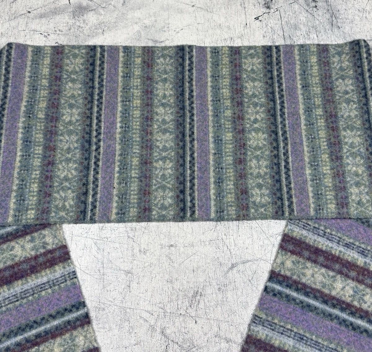 Barbour Barbour 100% Lambs wool Fair Isle Scarf Gray Purple Fringe Size ONE SIZE - 6 Thumbnail