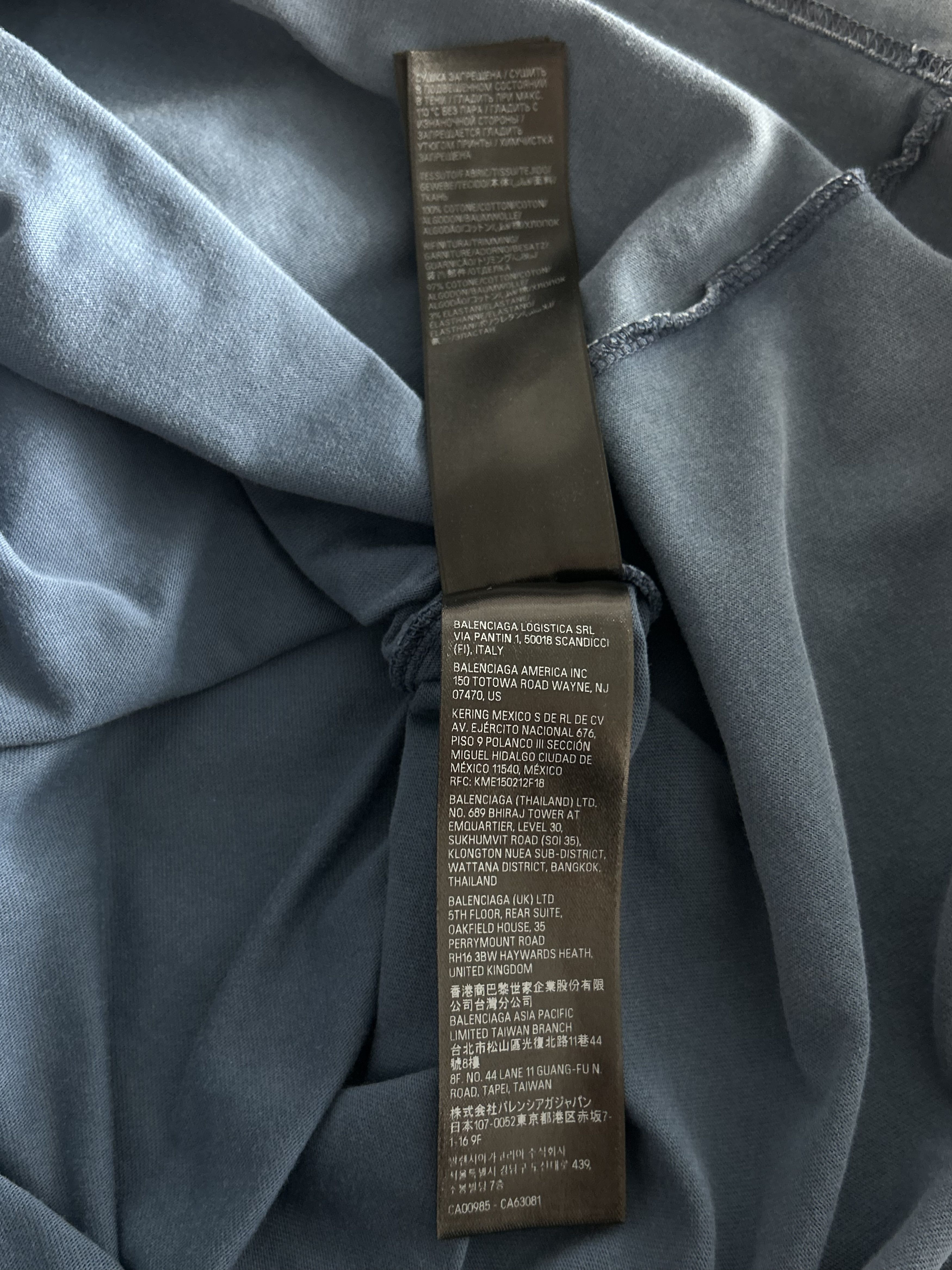 Balenciaga Faded Blue & Black Hand-Drawn Logo Longsleeve T-Shirt Size US XXL / EU 58 / 5 - 6 Thumbnail