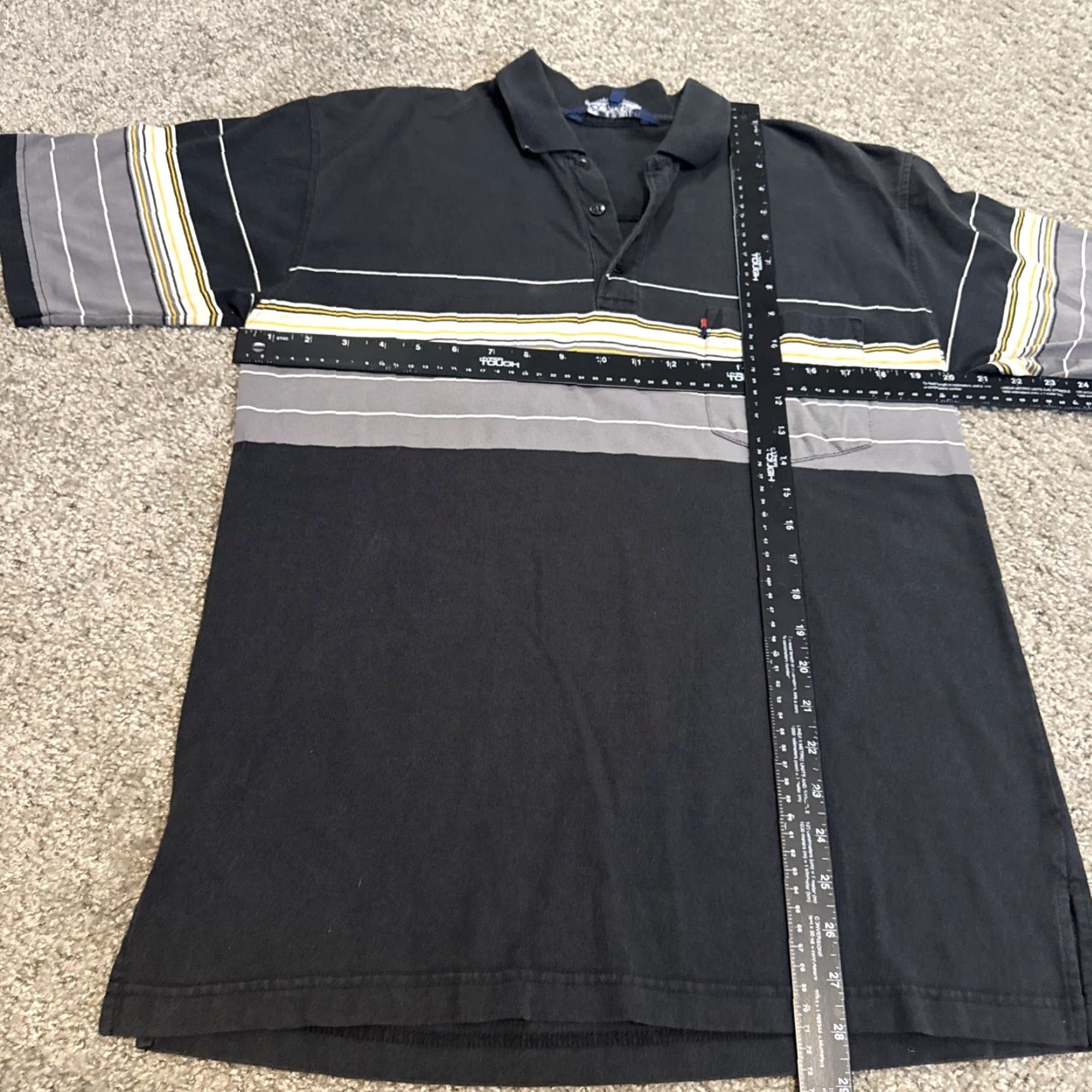 Vintage VINTAGE Penguin Brand Black Grey Yellow White Stripe Polo Shirt Mens M Polo 80s Stripe Size US M / EU 48-50 / 2 - 6 Thumbnail