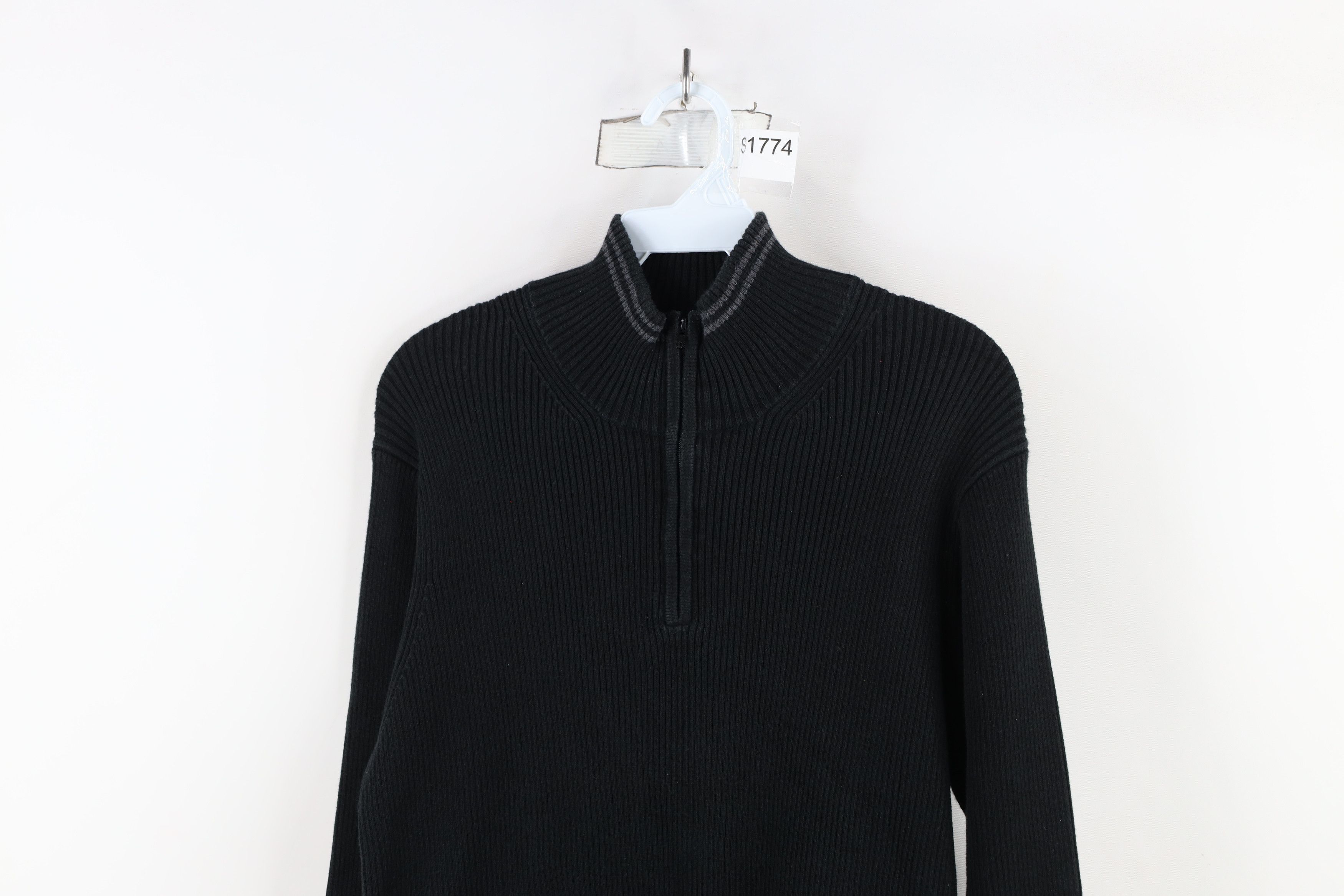 Gap Vintage 90s Y2K Gap Blank Ribbed Knit Half Zip Sweater Black Size US S / EU 44-46 / 1 - 2 Thumbnail