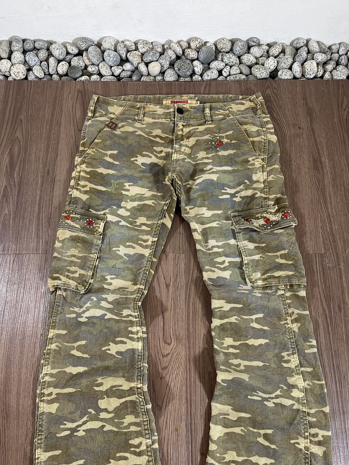 Japanese Brand Sanford Camouflage Corduroy Cargo Pants (Size M / W34) Size US 34 / EU 50 - 3 Thumbnail