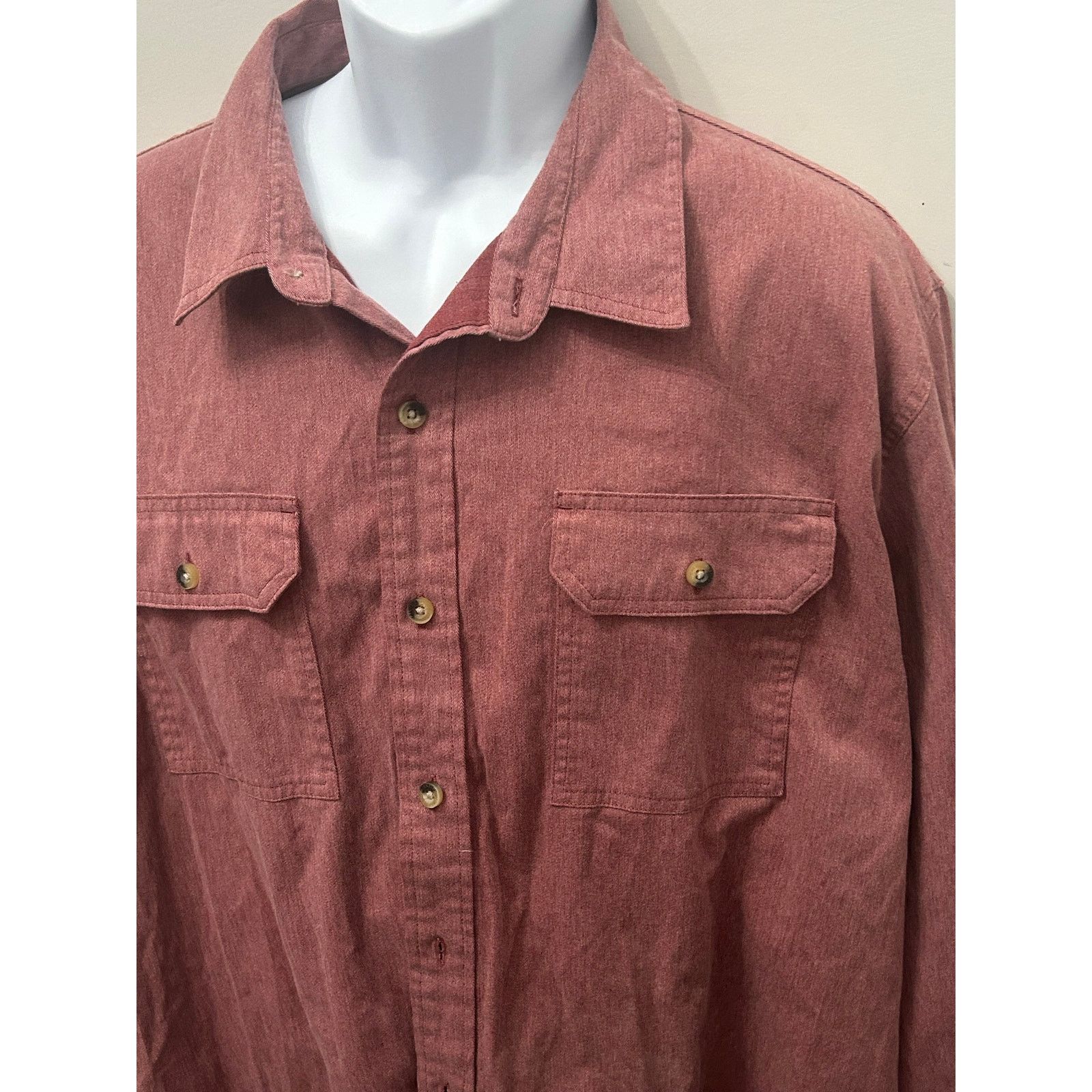 Wrangler Wrangler Mens 2XL Heavyweight Brick Red Work Shirt LS Size US XXL / EU 58 / 5 - 4 Thumbnail