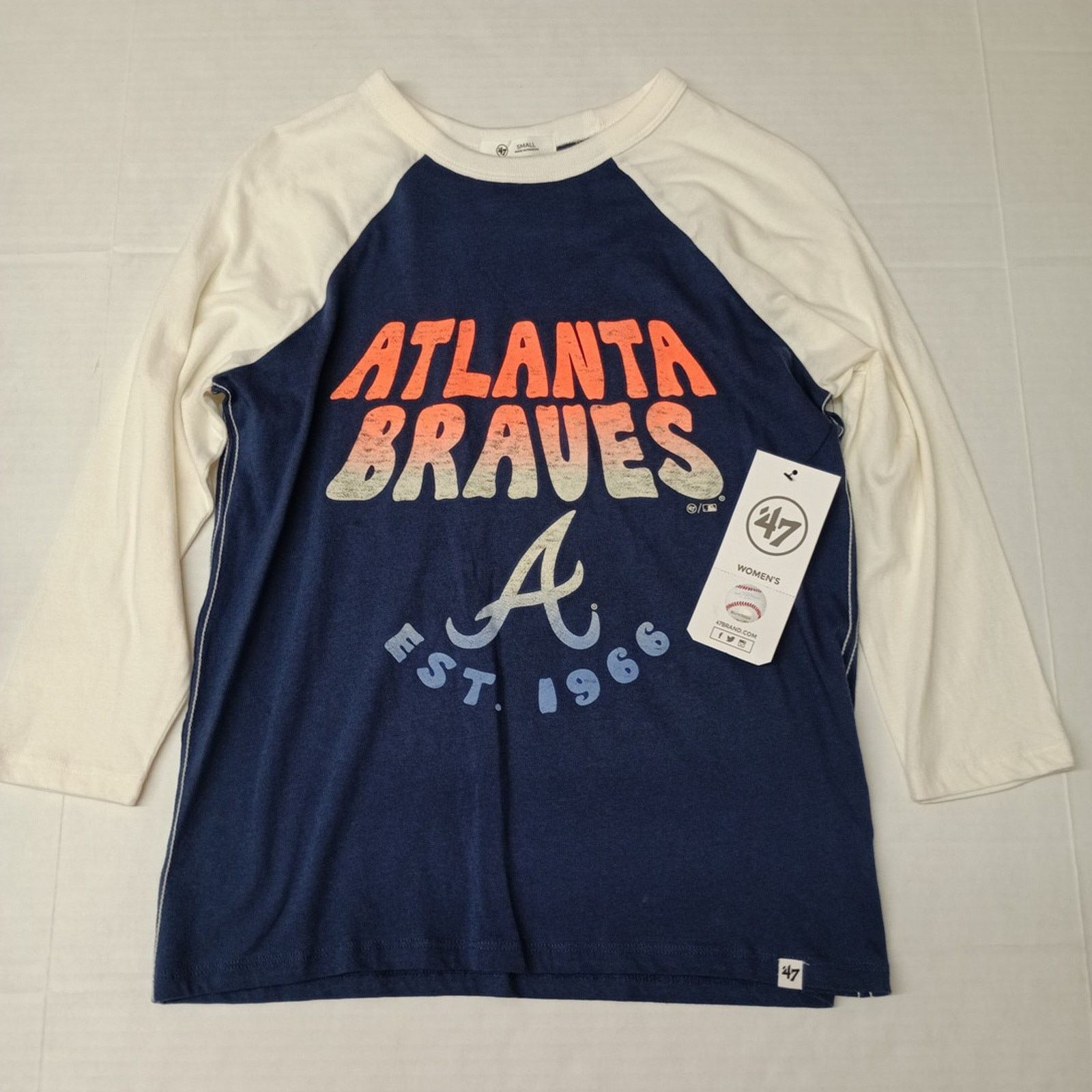 47 ATLANTA BRAVES Women's 3/4 Sleeve Tee Shirt S Atlas Blue Size S / US 4 / IT 40 - 1 Thumbnail