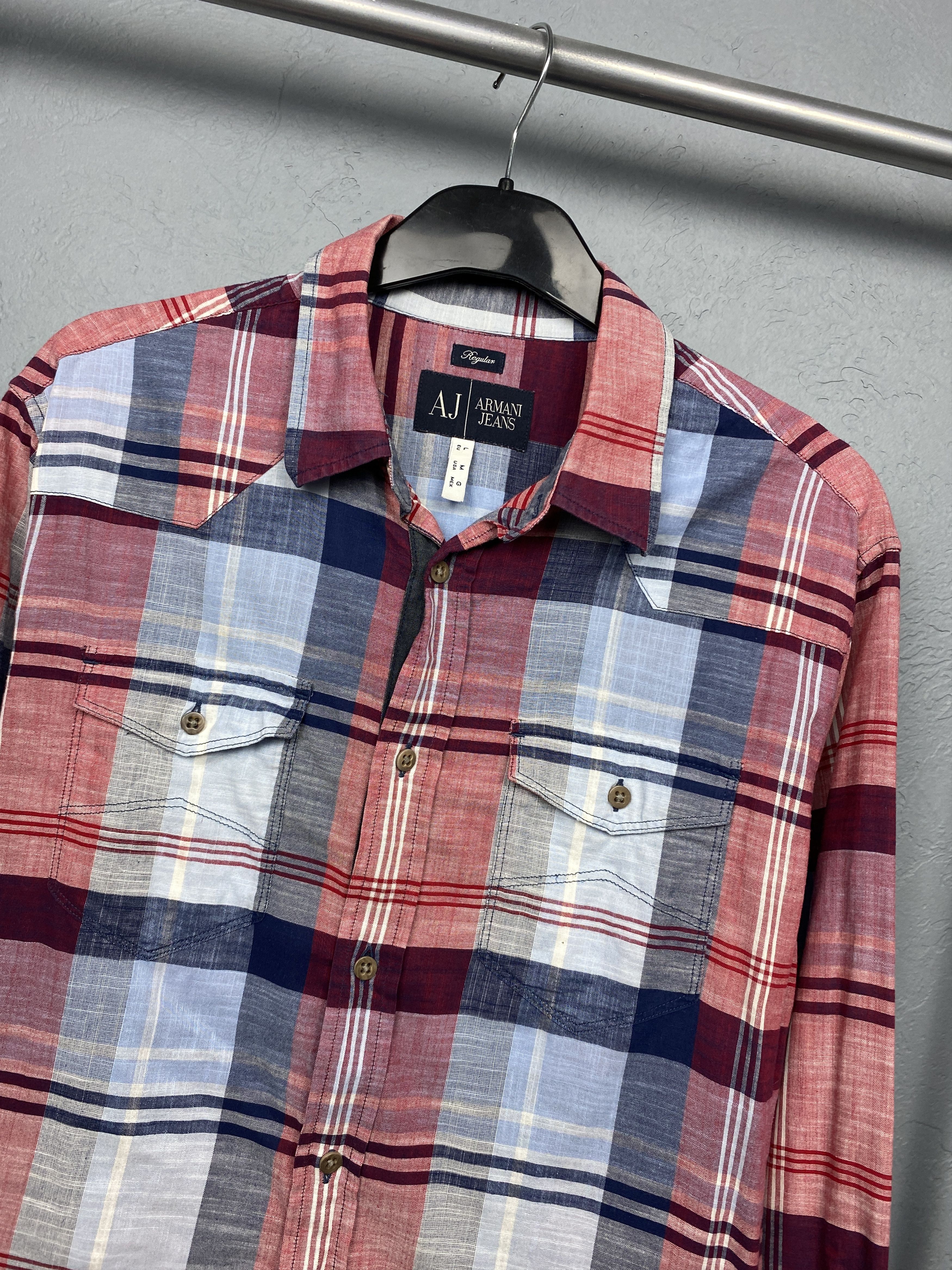 Armani Armani Jeans Vintage Mens Long Sleeve Check Shirt Size US M / EU 48-50 / 2 - 2 Thumbnail