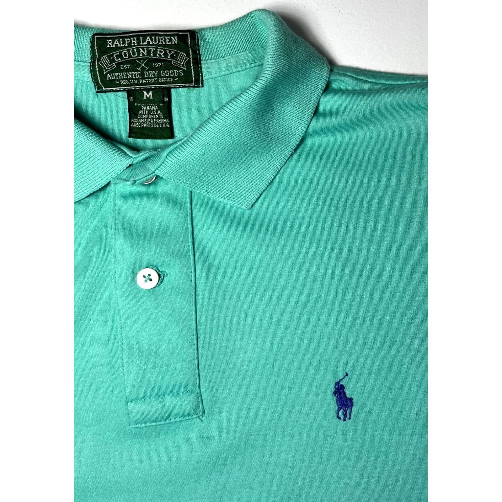 Ralph Lauren Ralph Lauren Country Polo Shirt Men's Vintage 90s Short Sleeve 100% Cotton Green Polo Shirt Mens Size US M / EU 48-50 / 2 - 5 Thumbnail