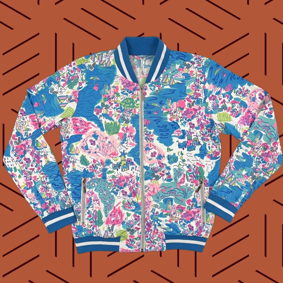 Lulu B Jacket Womens XS Multicolor Activewear Full Zip Stretch Athleisure Beach Preppy Womens