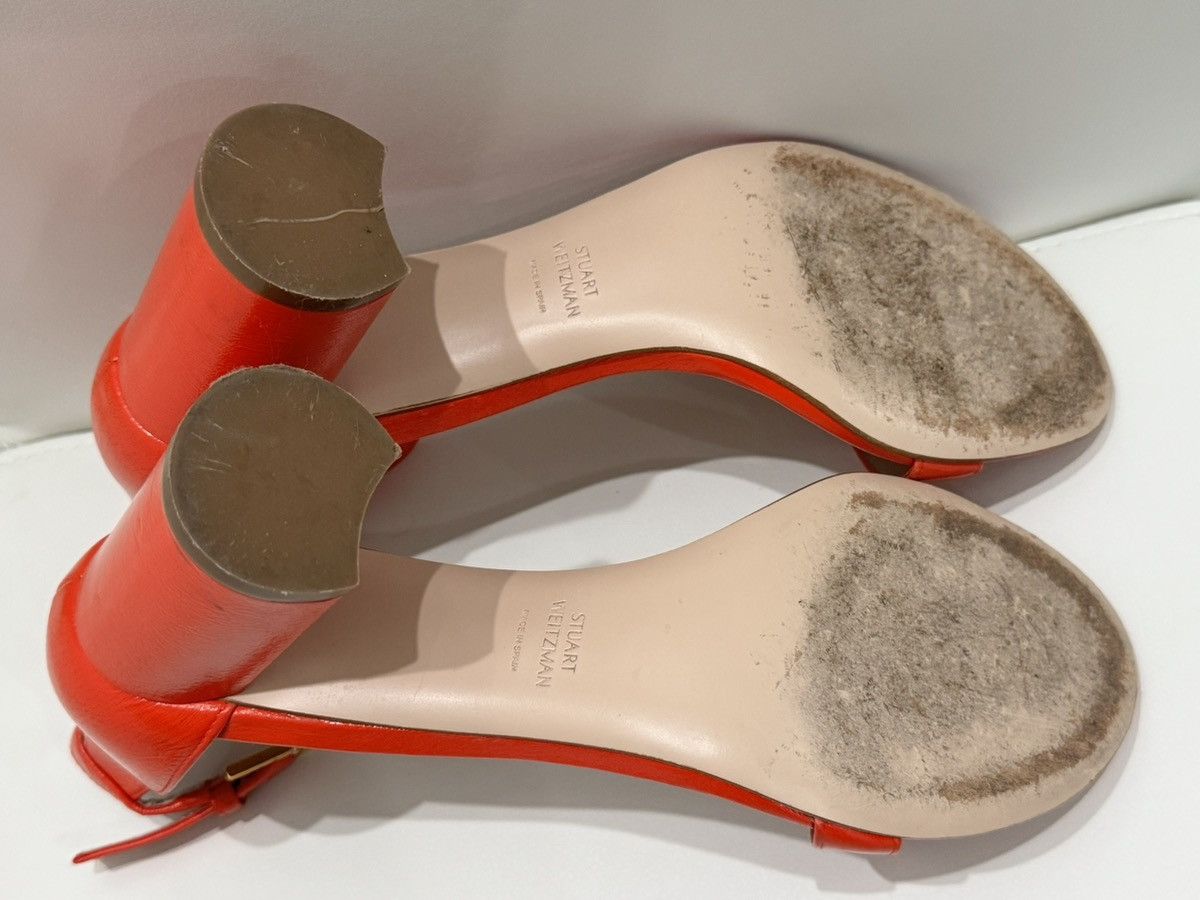 Stuart Weitzman Stuart Weitzman Red Leather Strappy Block Sandals Buckle Size US 7.5 / IT 37.5 - 8 Thumbnail