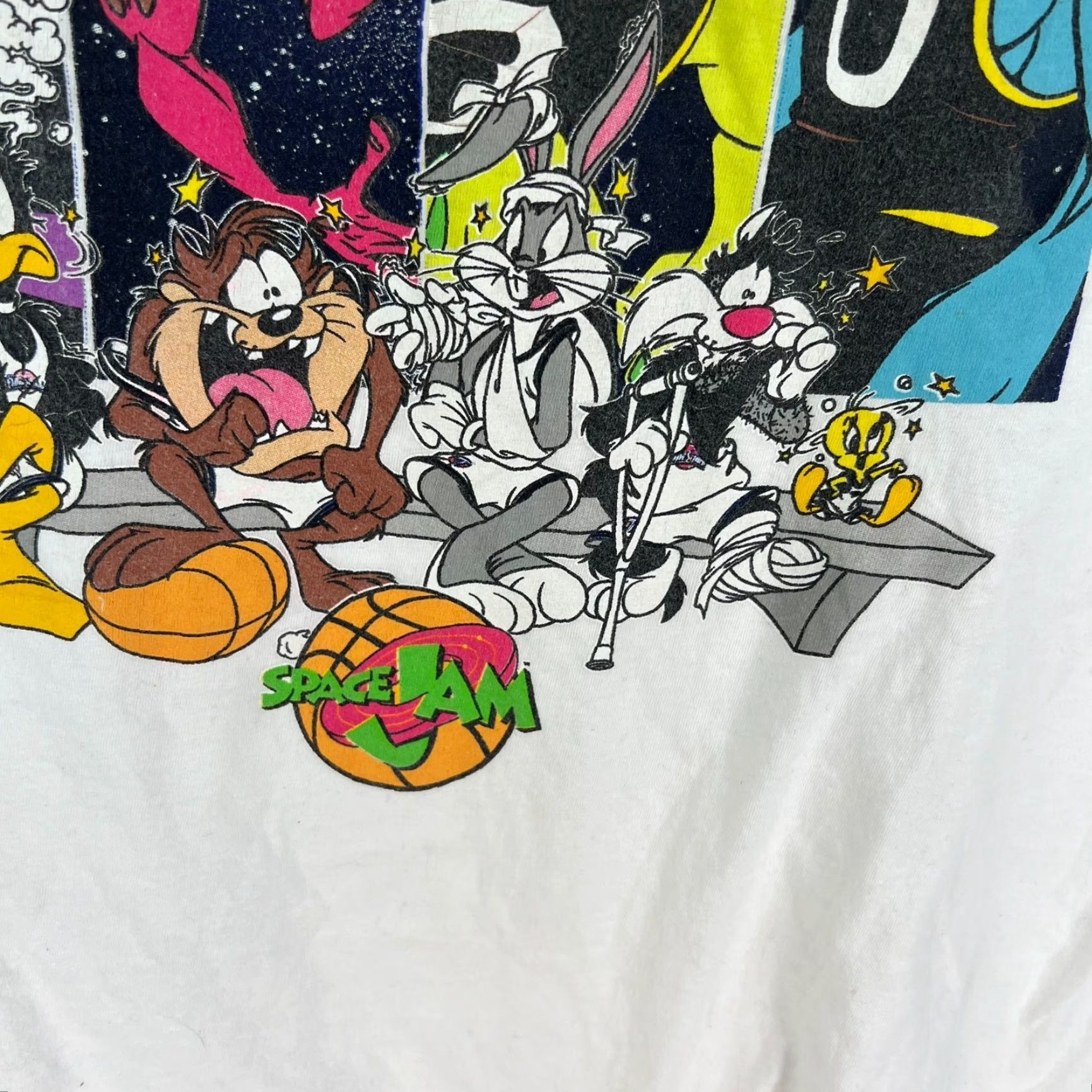 Vintage VINTAGE Space Jam Space Squad/Monster’s Looney Tunes T Shirt Adult XL White 100% Cotton Men’s Graphic Tee Space Jam 90s Basketball Mens Size US XL / EU 56 / 4 - 3 Thumbnail