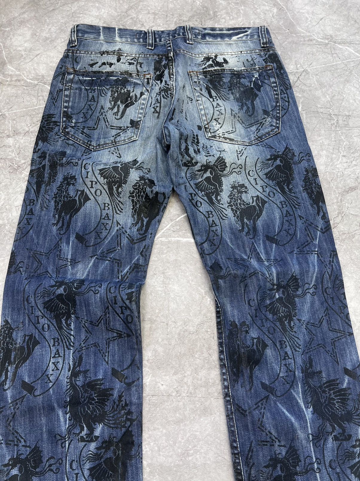 Designer × Japanese Brand VINTAGE FLARED FULL PRINT DENIM DISTRESSED JEANS PANTS Y2K Size US 32 / EU 48 - 10 Thumbnail