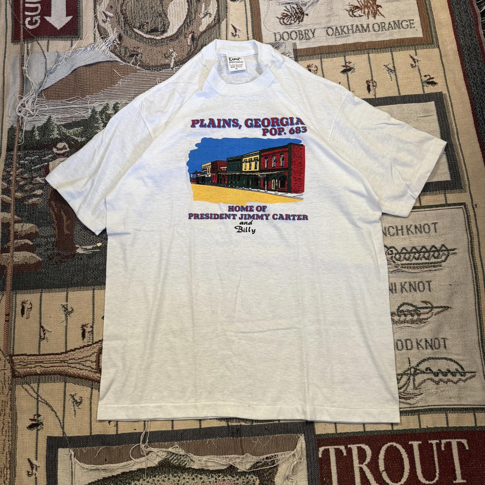 Designer Vintage Jimmy Carter Plains, Georgia Single Stitch Tee Size US XL / EU 56 / 4 - 1 Thumbnail