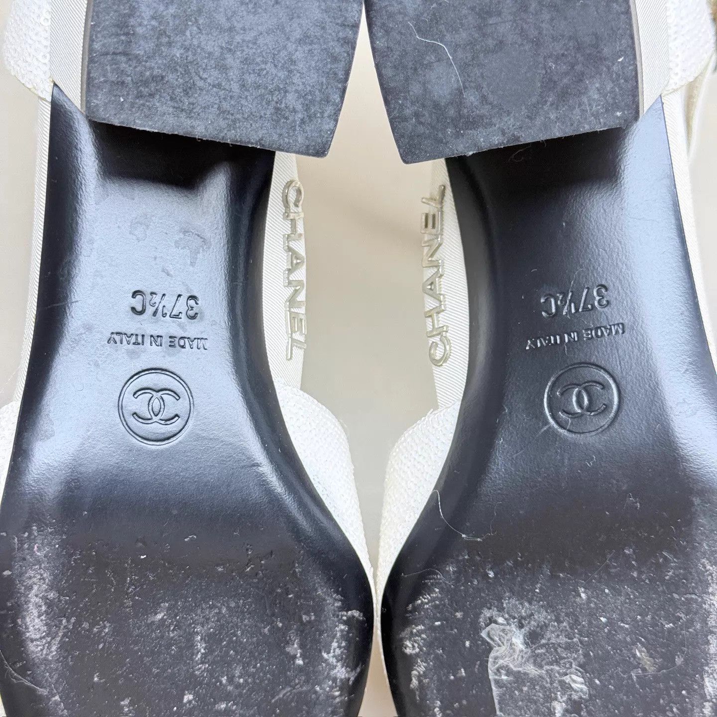 Chanel CHANEL Black & White CC Mary Jane Sandals Eu37.5 Size US 7 / IT 37 - 7 Thumbnail