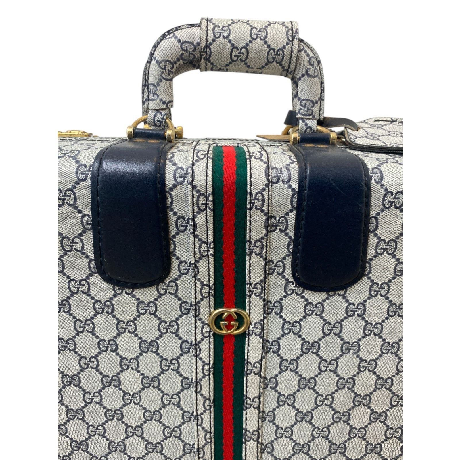 Gucci 1970s Monogram Webstripe Gray Suitcase Size ONE SIZE - 13 Thumbnail