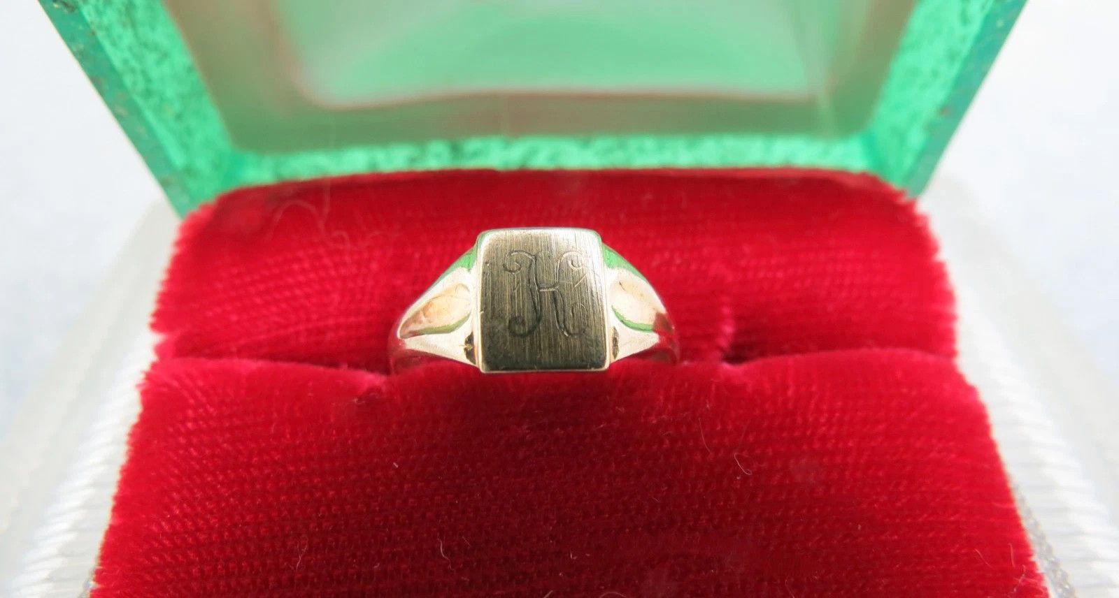 Jewelry Vintage 10k Yellow Gold Signet Ring Size 4.5 Monogram Size ONE SIZE - 5 Thumbnail