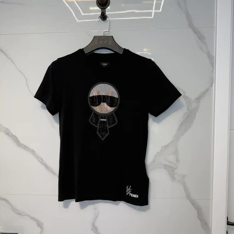 Fendi Fendi Short Sleeve Black Cotton Logo T-shirt 0089 Size US S / EU 44-46 / 1 - 1 Thumbnail