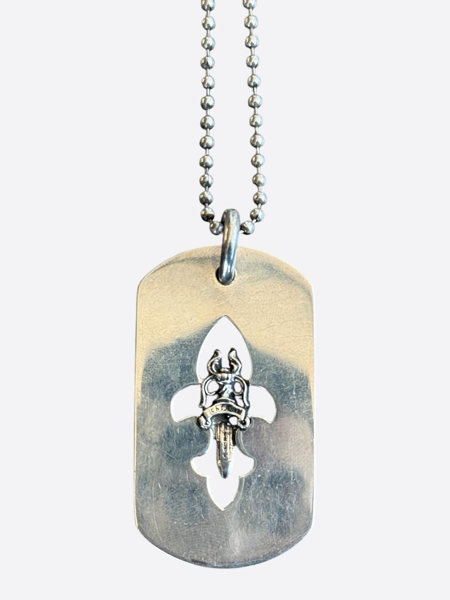 Chrome Hearts Chrome Hearts Silver Dagger & Fleur Dog Tag Necklace Size ONE SIZE - 1 Thumbnail