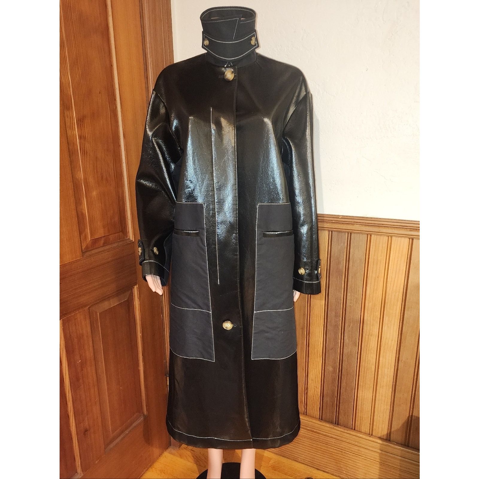 Rejina Pyo NWT Rejina Pyo Logan Faux Leather Coated Twill Black Coat L Size L / US 10 / IT 46 - 9 Thumbnail